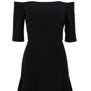 Milly - Black Off-The-Shoulder Dress W/Ruffled Skirt Size 2